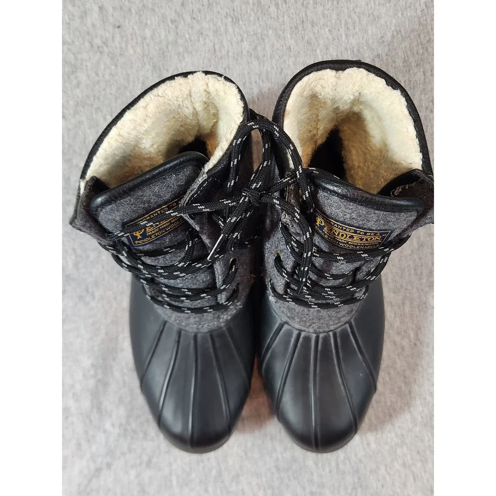 Pendleton Duck Boot Women Size 7 Black Grey Olympic National Park Wool Insulated